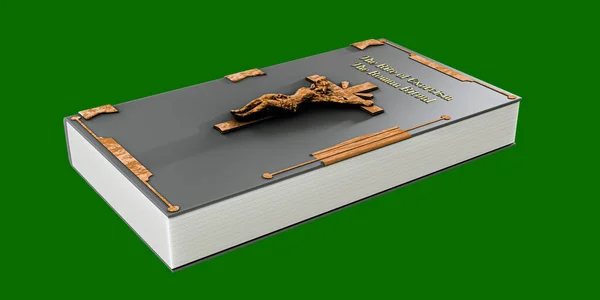 Şeytan Çıkarma Kitabı Yeşil Arka Planda Izole Edilmiş Illüstrasyon — Stok fotoğraf