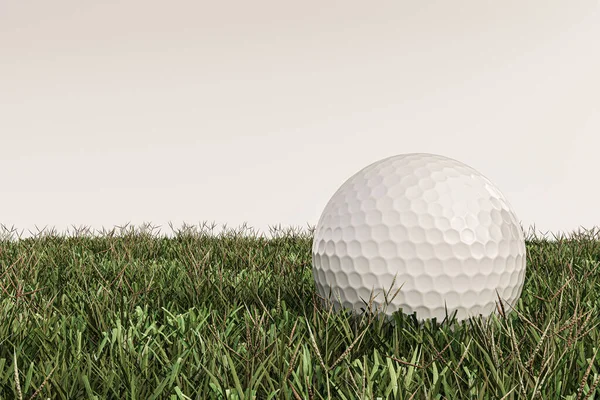 Balle Golf Sur Vert Isolé Sur Fond Blanc Illustration — Photo