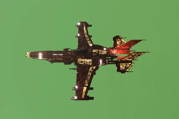 spaceship fighter isolated on green background 3d illustration