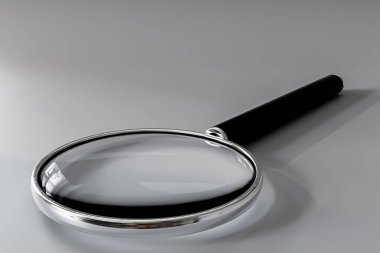 Beyaz arkaplanda izole edilmiş büyüteç 3d illüstrasyon