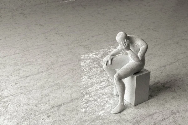 3d illustration of a marble thinker man