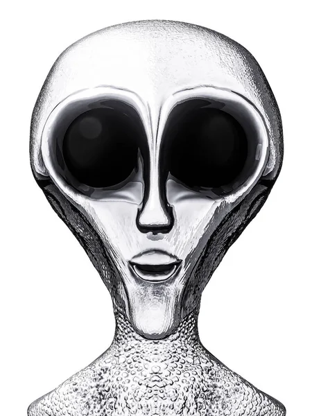 Alien Porträt Isoliert Auf Weißem Hintergrund Illustration — Stockfoto