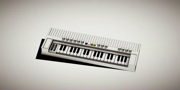 Вінтажний Синтезатор Ізольований Білому Тлі Ілюстрація — стокове фото