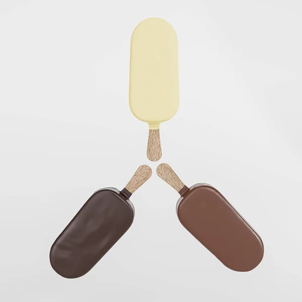 Ice Creams Isolated White Background Illustration — Stock Photo, Image