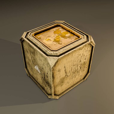 Bilimkurgu depolama kutusu Gri arkaplan 3D resimleme üzerinde izole