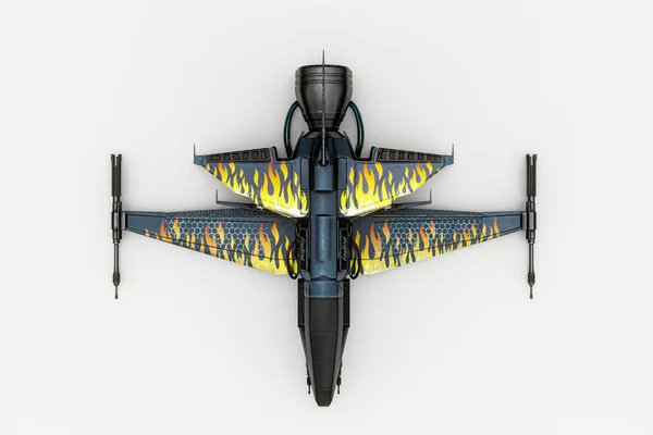 Rymdskepp Fighter Isolerad Vit Bakgrund Illustration — Stockfoto