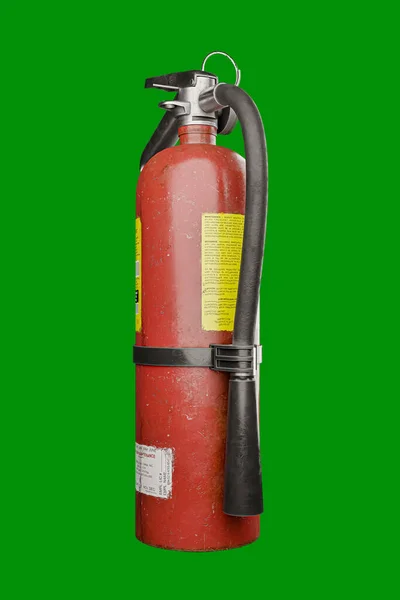 Extintor Incêndio Isolado Fundo Verde Ilustração — Fotografia de Stock