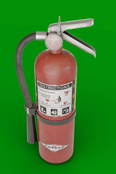 Extintor Incendios Aislado Sobre Fondo Verde Ilustración —  Fotos de Stock