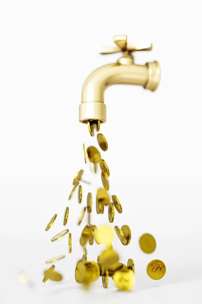 Goldener Wasserhahn Isoliert Auf Weißem Hintergrund Illustratin — Stockfoto