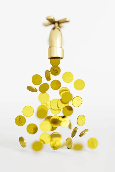 Altın Musluk Beyaz Zemin Üzerinde Izole Edilmiş Illüstratin — Stok fotoğraf