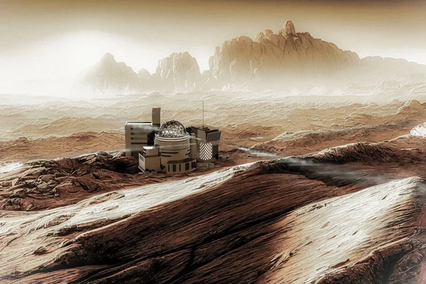 Ruimte Basis Mars Illustratie — Stockfoto
