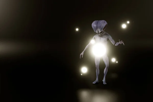 Инопланетянин Изолирован Чёрном Фоне — стоковое фото