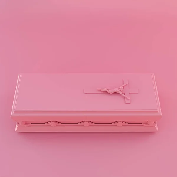 Pink Coffin Isolated Pink Background Illustration — Stock Photo, Image