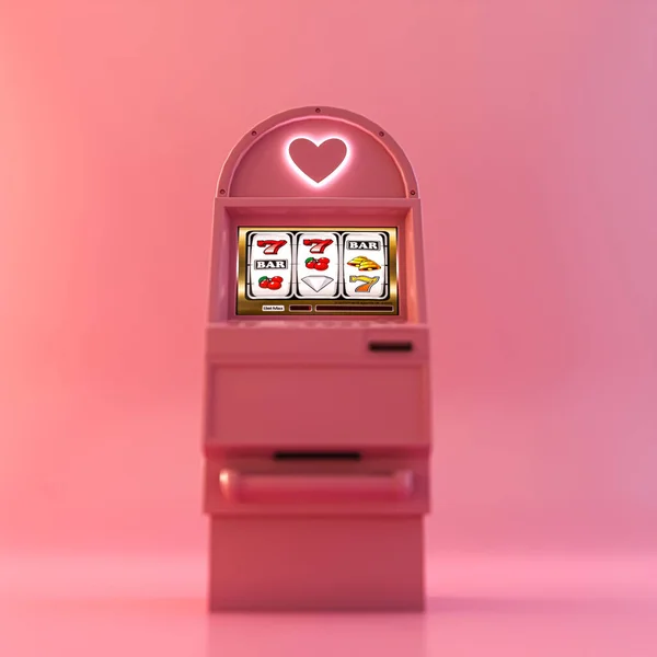 Slot Machine Isolated Pink Background Illustration — Stock Photo, Image