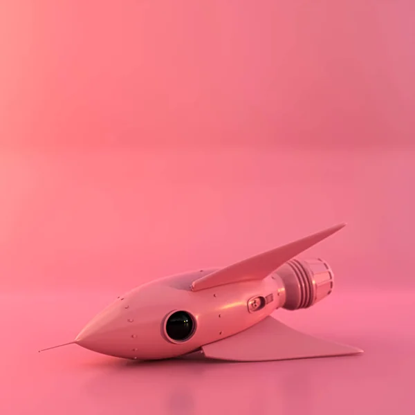 Růžová Raketa Izolované Růžovém Pozadí Ilustrace — Stock fotografie