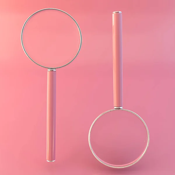 Magnifier Isolated Pink Background Illustration — Stock Photo, Image
