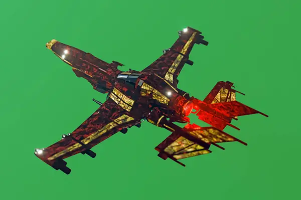 Spaceship Fighter Isolated Green Background Illustration — Stock Fotó