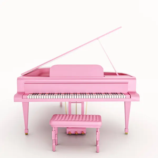 Rosa Piano Cauda Isolado Fundo Branco Ilustração — Fotografia de Stock