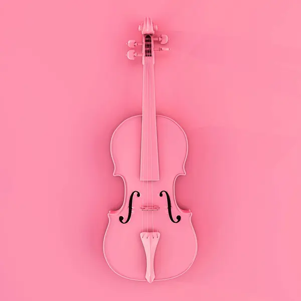 Růžové Housle Izolované Růžovém Pozadí Ilustrace — Stock fotografie