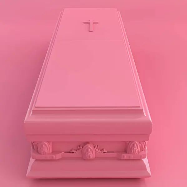 Pink Coffin Isolated Pink Background Illustration — Stock Photo, Image