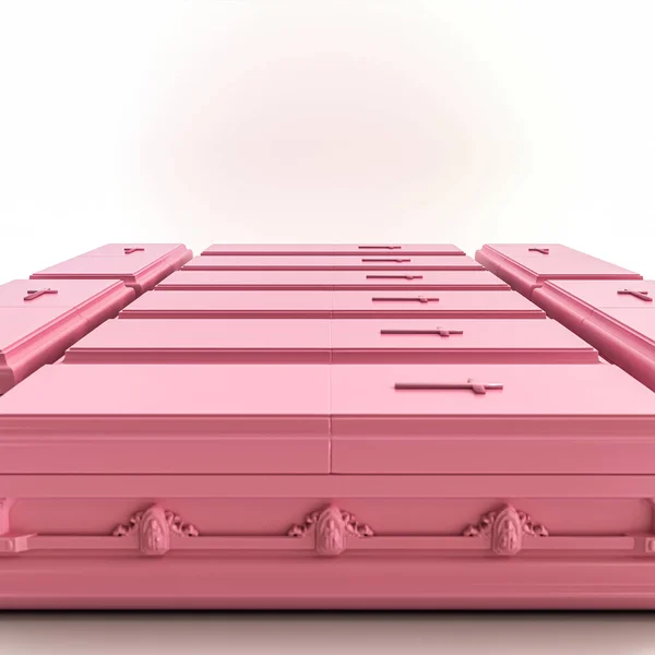 Pink Coffins Isolated White Background Illustration — Stock Photo, Image