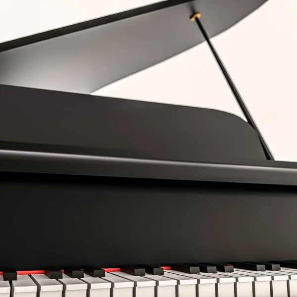 白色背景的大钢琴3D插图 — 图库照片