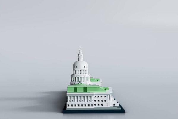 Capitol Hill plastic bricks toy isolated on white background 3d illustration
