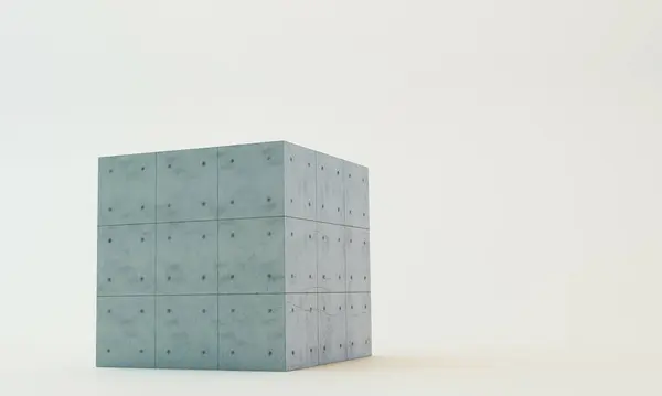 concrete cube isolated on white background 3d illustration