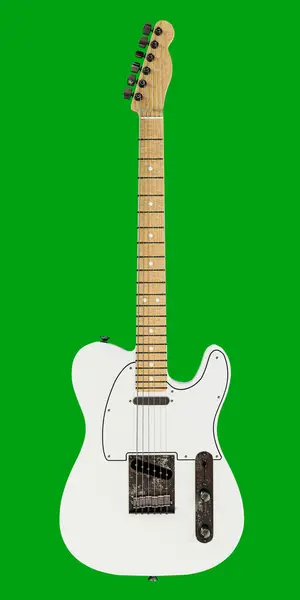 Electric Guitar Isolated Green Background Illustration — Stockfoto