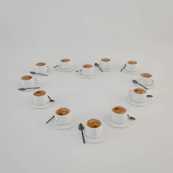 Filiżanki Kawy Izolowane Białym Tle Ilustracja Zdjęcie Stockowe