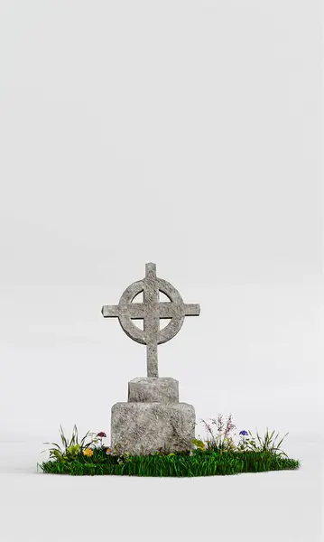 Beyaz Arkaplan Üzerinde Izole Mezar Taşı Illüstrasyon Stok Resim