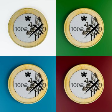 Avro madeni para üzerindeki rusça semboller 3d illüstrasyon 