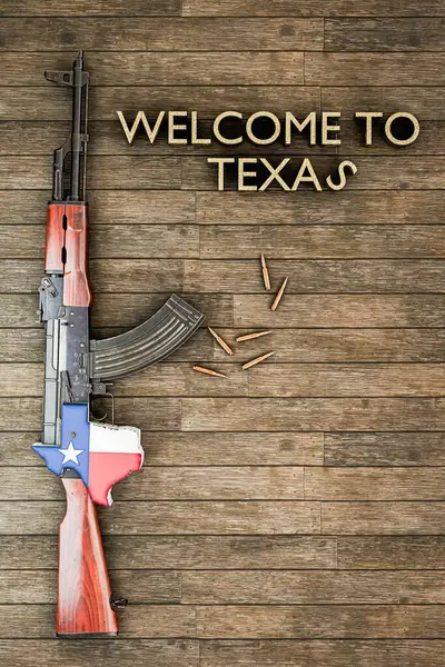 Texas Rifle Wooden Planks Illustration Stock Picture