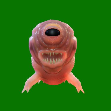 Katil bakteri yeşil arka planda izole edilmiş. 3D illüstrasyon.