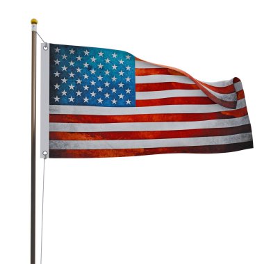 Amerikan flaf beyaz arka planda izole 3D illüstrasyon