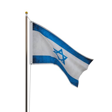 İsrail bayrağı beyaz arkaplanda izole edilmiş 3d illüstrasyon 