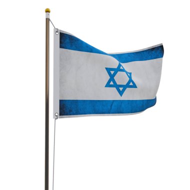 İsrail bayrağı beyaz arkaplanda izole edilmiş 3d illüstrasyon