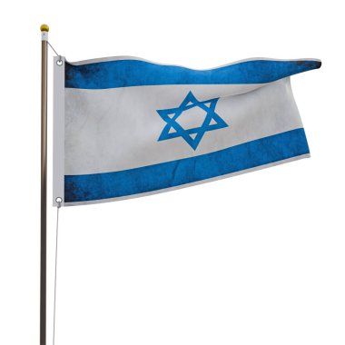 İsrail bayrağı beyaz arkaplanda izole edilmiş 3d illüstrasyon