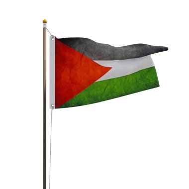 Beyaz arka planda izole edilmiş Filistin bayrağı 3D illüstrasyon 