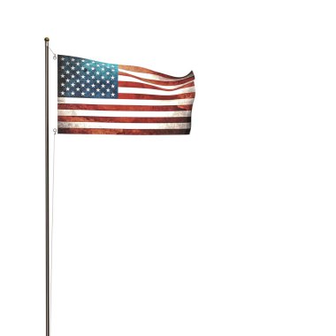 Beyaz arkaplanda izole edilmiş Amerikan bayrağı 3d illüstrasyon