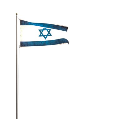 İsrail bayrağı beyaz arkaplanda izole edilmiş 3d illüstrasyon