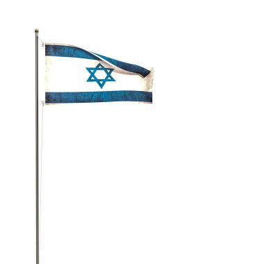 İsrail bayrağı beyaz arkaplanda izole edilmiş 3d illüstrasyon