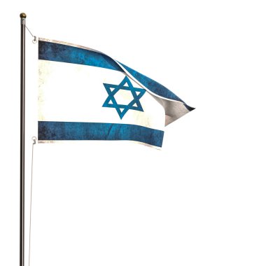 İsrail bayrağı beyaz arkaplanda izole edilmiş 3d illüstrasyon