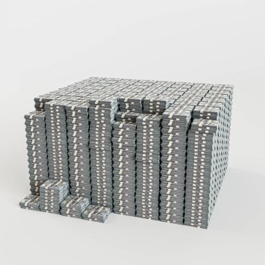 Beyaz arka planda izole edilmiş büyük dolar desteleri 3D illüstrasyon