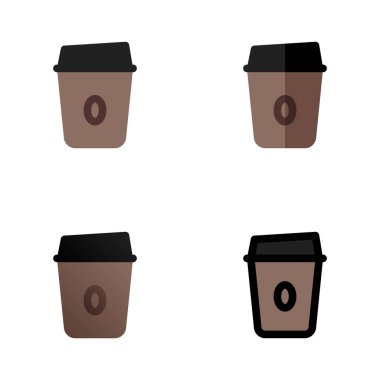 Kahve Simgeleri - 4 Renkli Katı Kahve fincanı İş, Kurumsal & UI Sembolleri