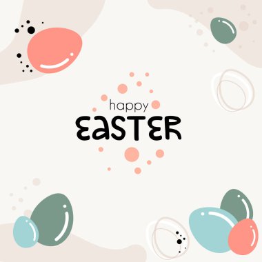 abstract background with colorful eggs and bubbles. vector illustration