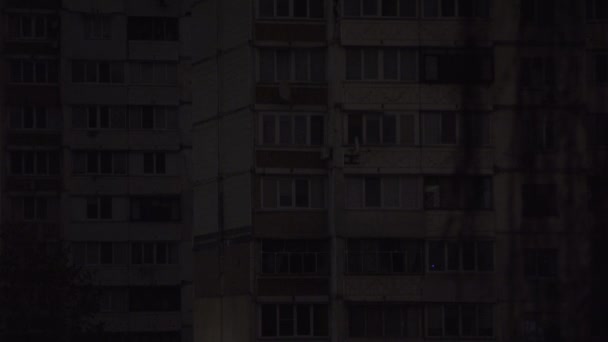 Výpadek Proudu Obytné Části Kyjeva Ruském Ostřelování Elektráren — Stock video