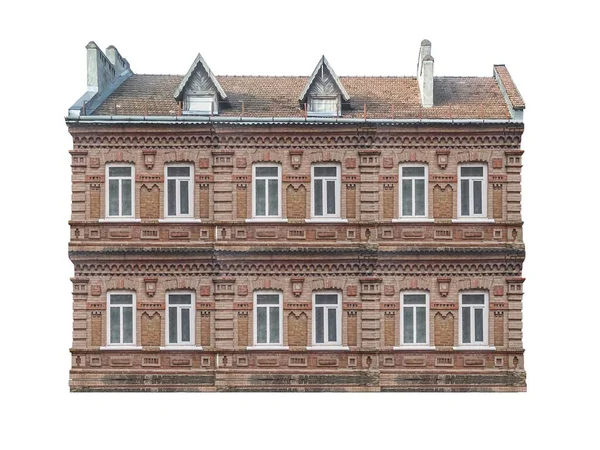 19世纪低矮的欧洲白色砖造房屋 背景为白色 — 图库照片