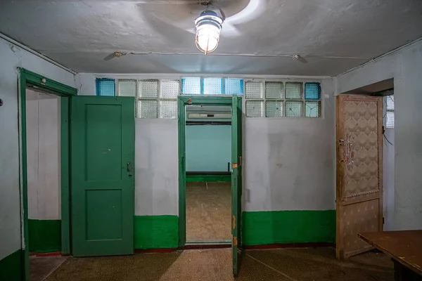 stock image Empty interior of an old underground bomb shelter of the 1980s or basement. Kyiv, Ukraine - December, 2020