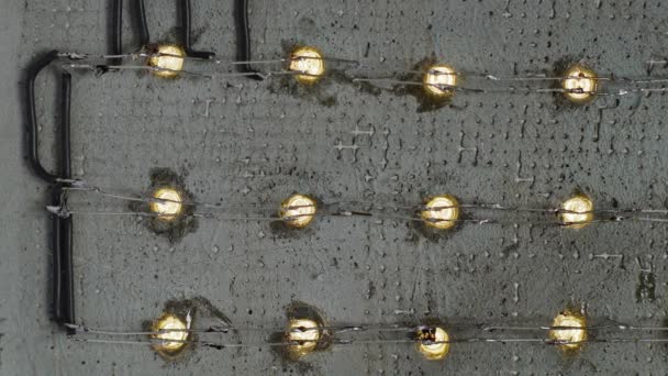 Połączenia Kablowe Betonie Ciepłą Diodą Led Diody Led Włączają Się — Wideo stockowe